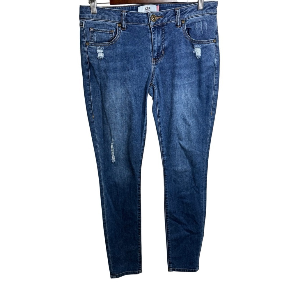 CAbi | Blue Distressed Skinny Jeans with Stretch | Sz 6